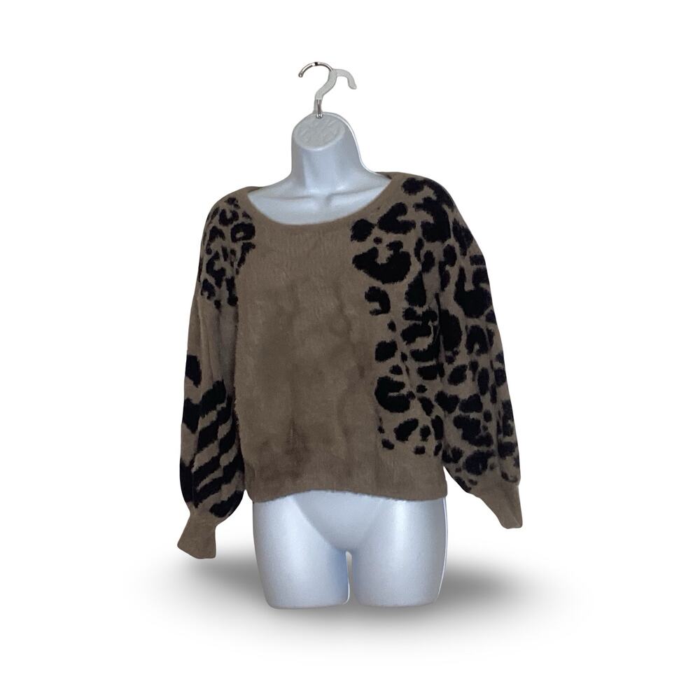She + Sky Oversized Animal Print Sweater